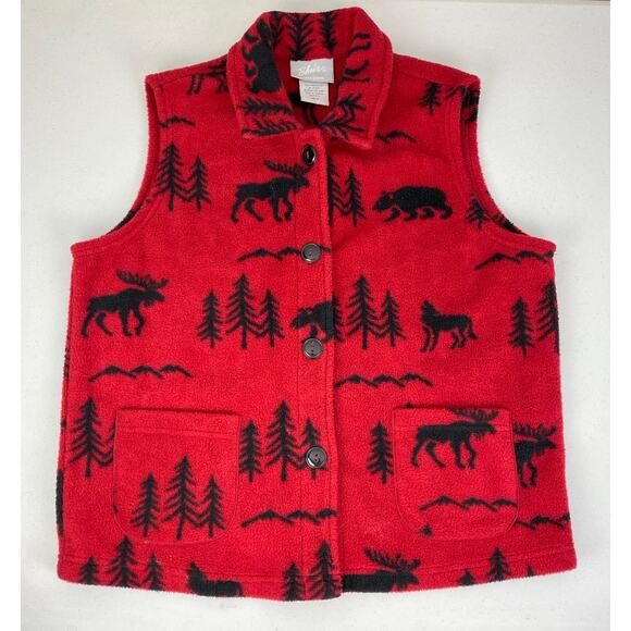 Blair Jackets & Blazers - VTG Y2K Women Blair nature animal all-over print graphic fleece vest jacket M